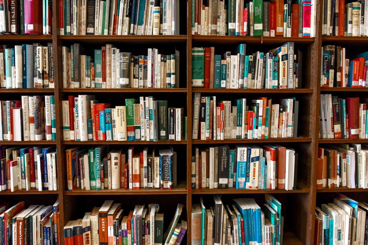 Daylight reading room with open books